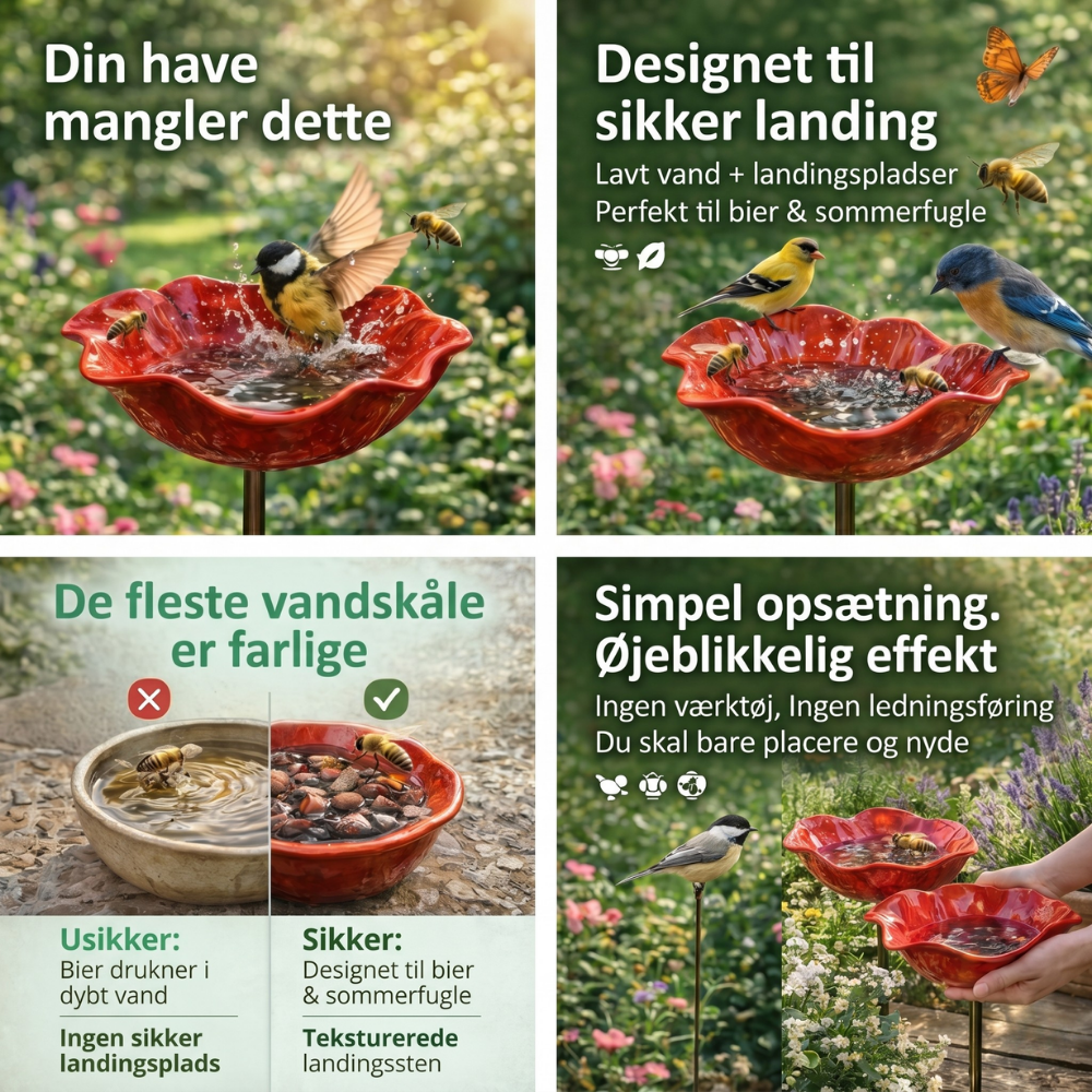 BlomstBad™ – Have fuglebad & bestøver vandstation